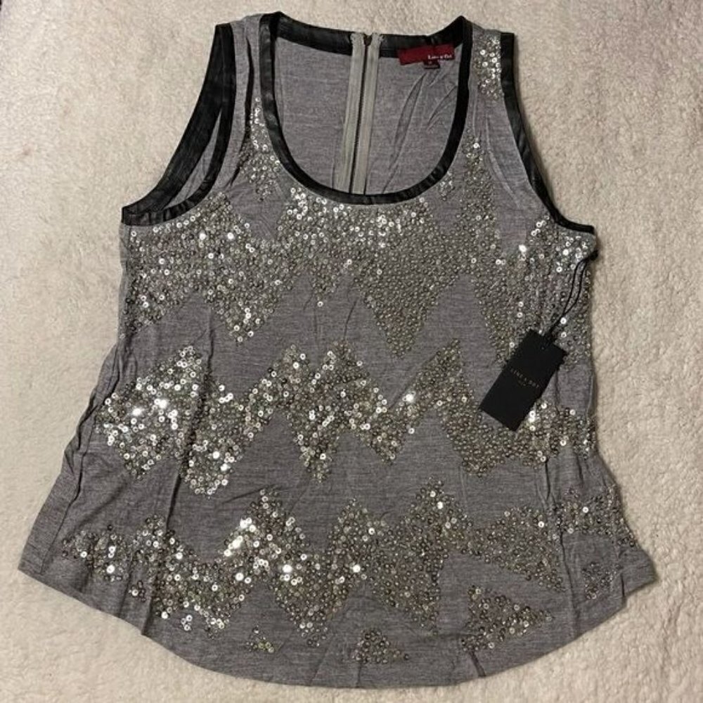 NWT Line & Dot Gray Wool Blend Sequin Tank Top